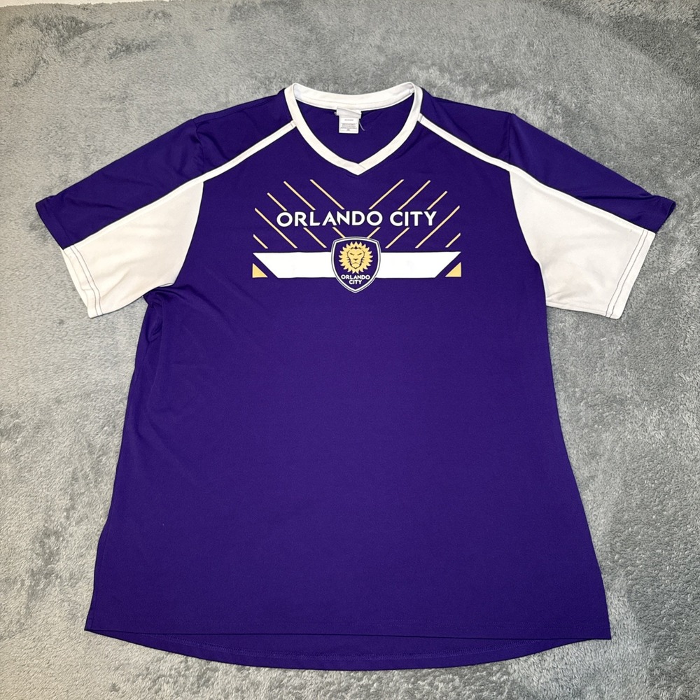 Orlando City Men's SZ 2XL V Neck Short Sleeve Jersey Polyester Shirt